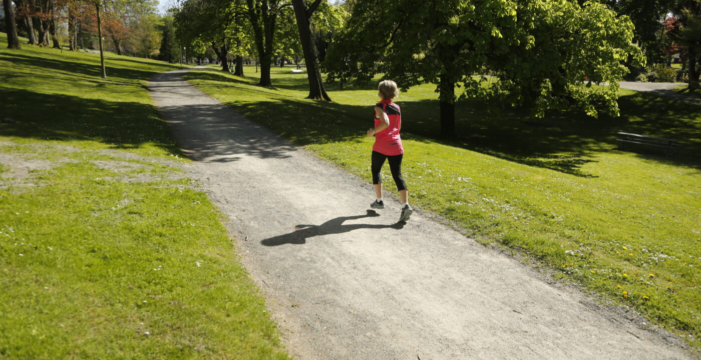 Woman running on a trail