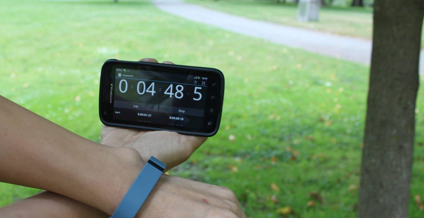 Person showing fitness tracker