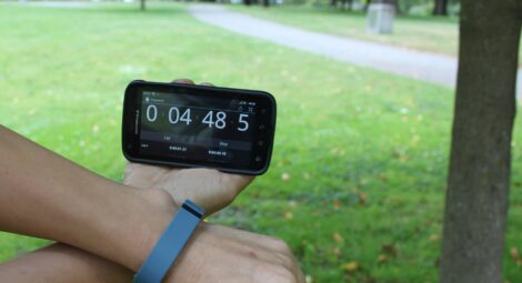 Person showing fitness tracker