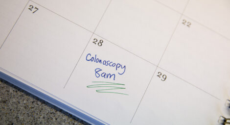 Calendar listing a colonoscopy date