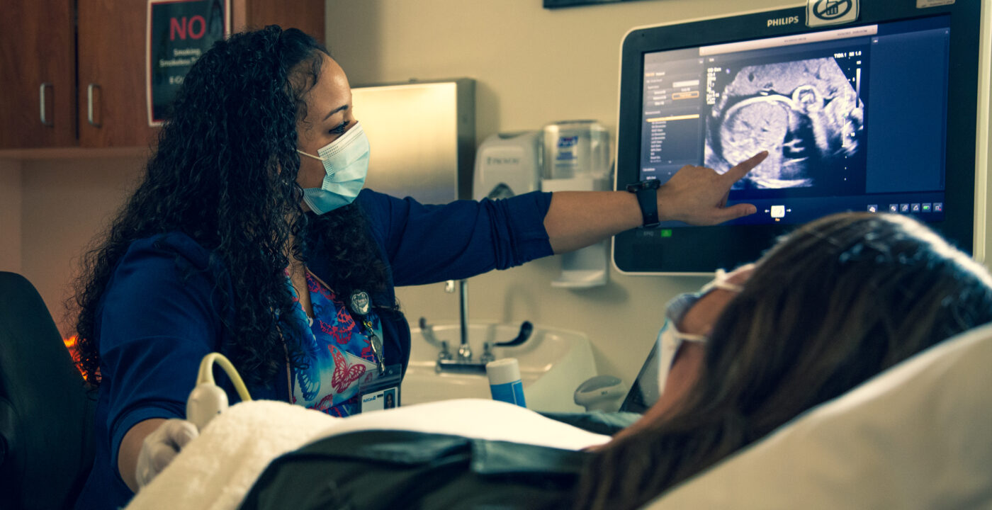 Woman getting ultrasound