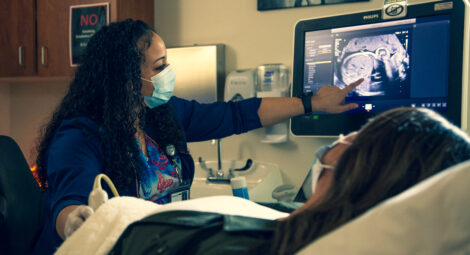 Woman getting ultrasound
