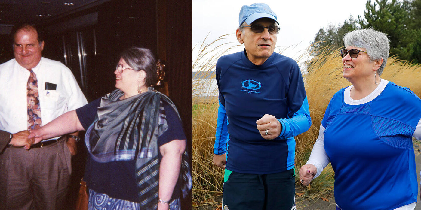 Wife and husband before and after weightloss