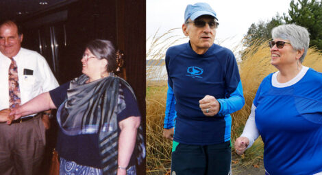 Wife and husband before and after weightloss