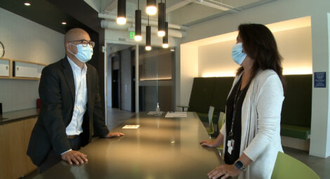 Dr. Myint speaking about masks