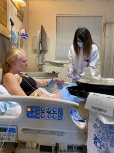 Young lady in a hospital bed