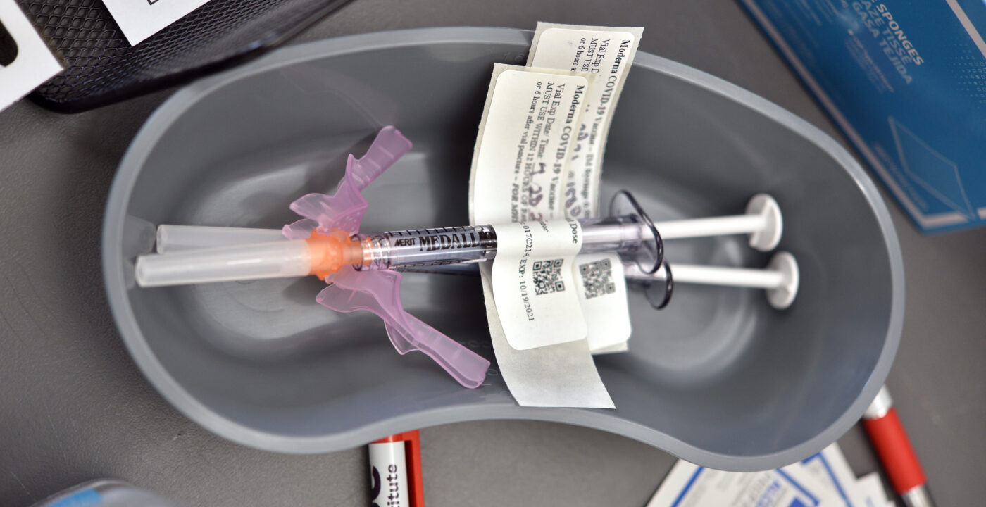 Close up of a maderna vaccine