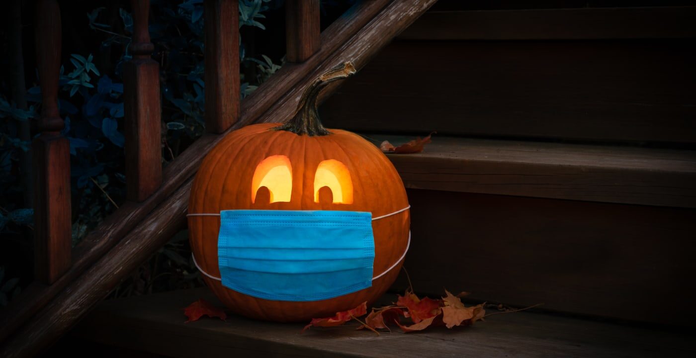 Pumpkin wearing a mask
