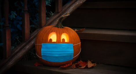Pumpkin wearing a mask