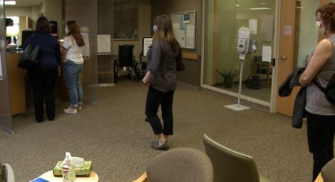 Patients waiting in line