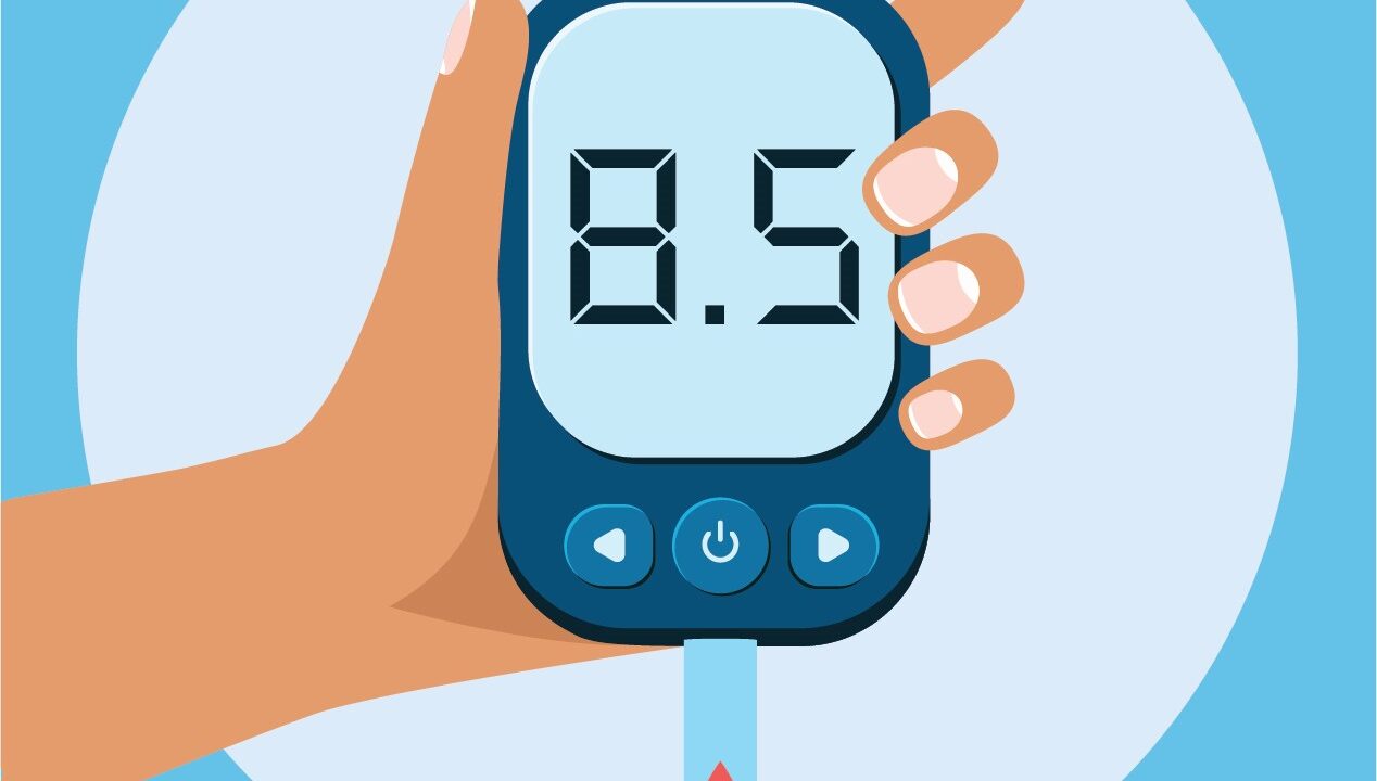 Illustration of a diabetes blood monitor.