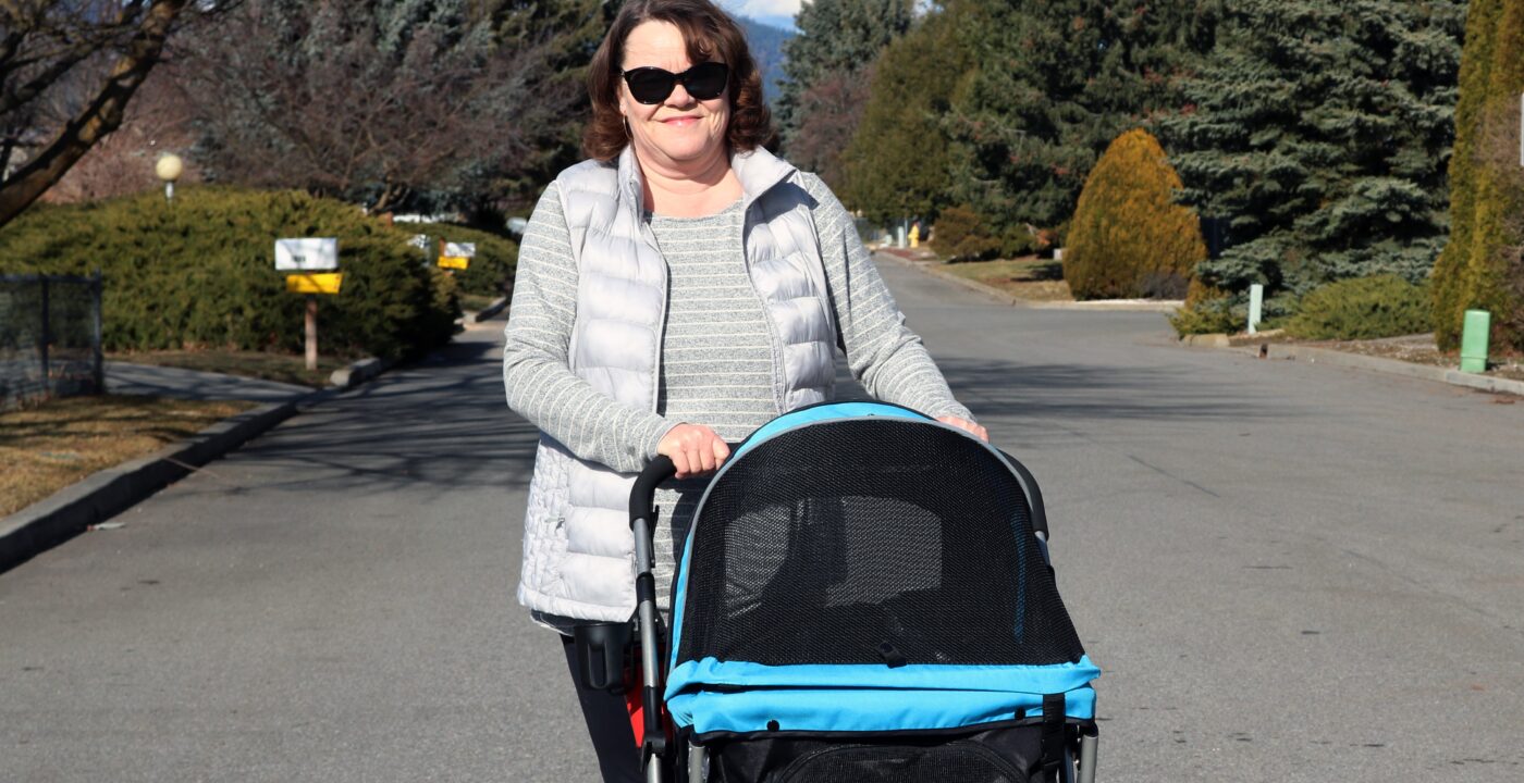Woman walking with a stroller