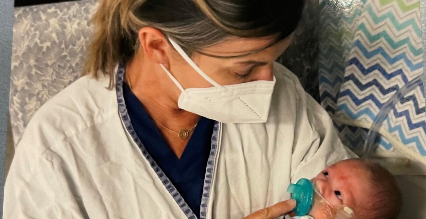Woman holding a baby