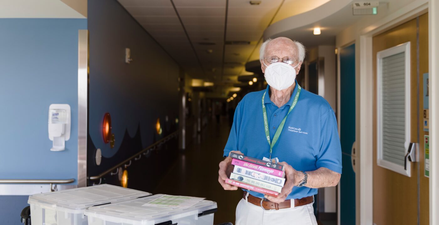 Masked man volunteering