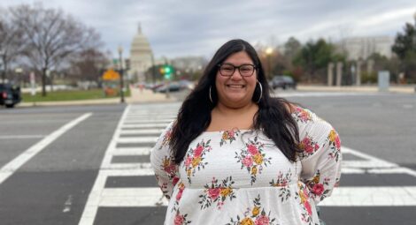 Lady in Washington DC smiling