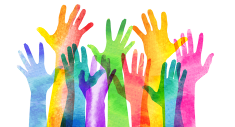 Different colored drawn hands