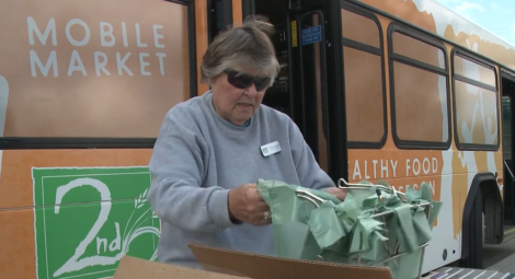 Person packing food.
