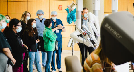 Students and hospital staff test out surgical robot