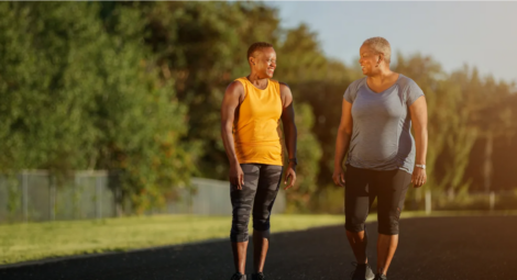 Two woman on a track.
