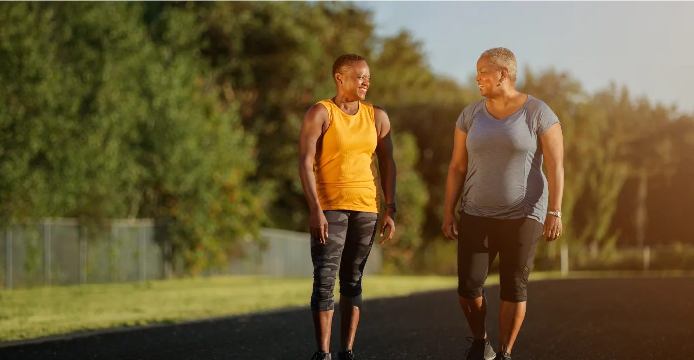 Two woman on a track.