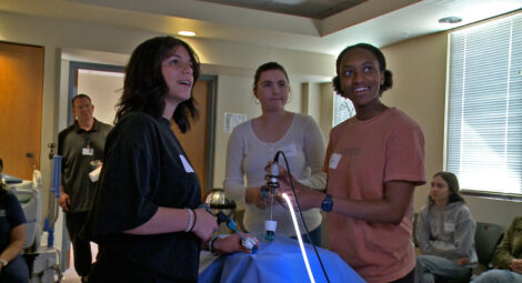 Students working on a project.