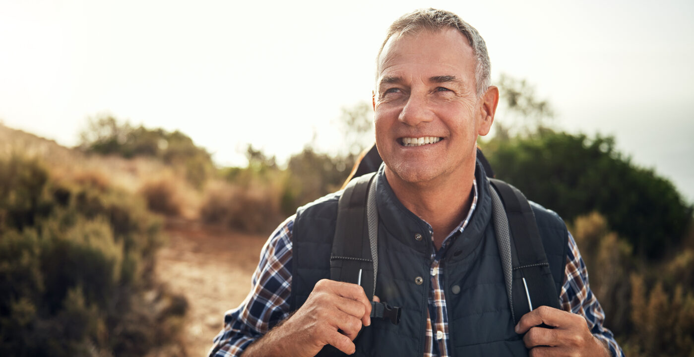 Man hiking with backpack