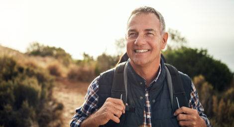Man hiking with backpack