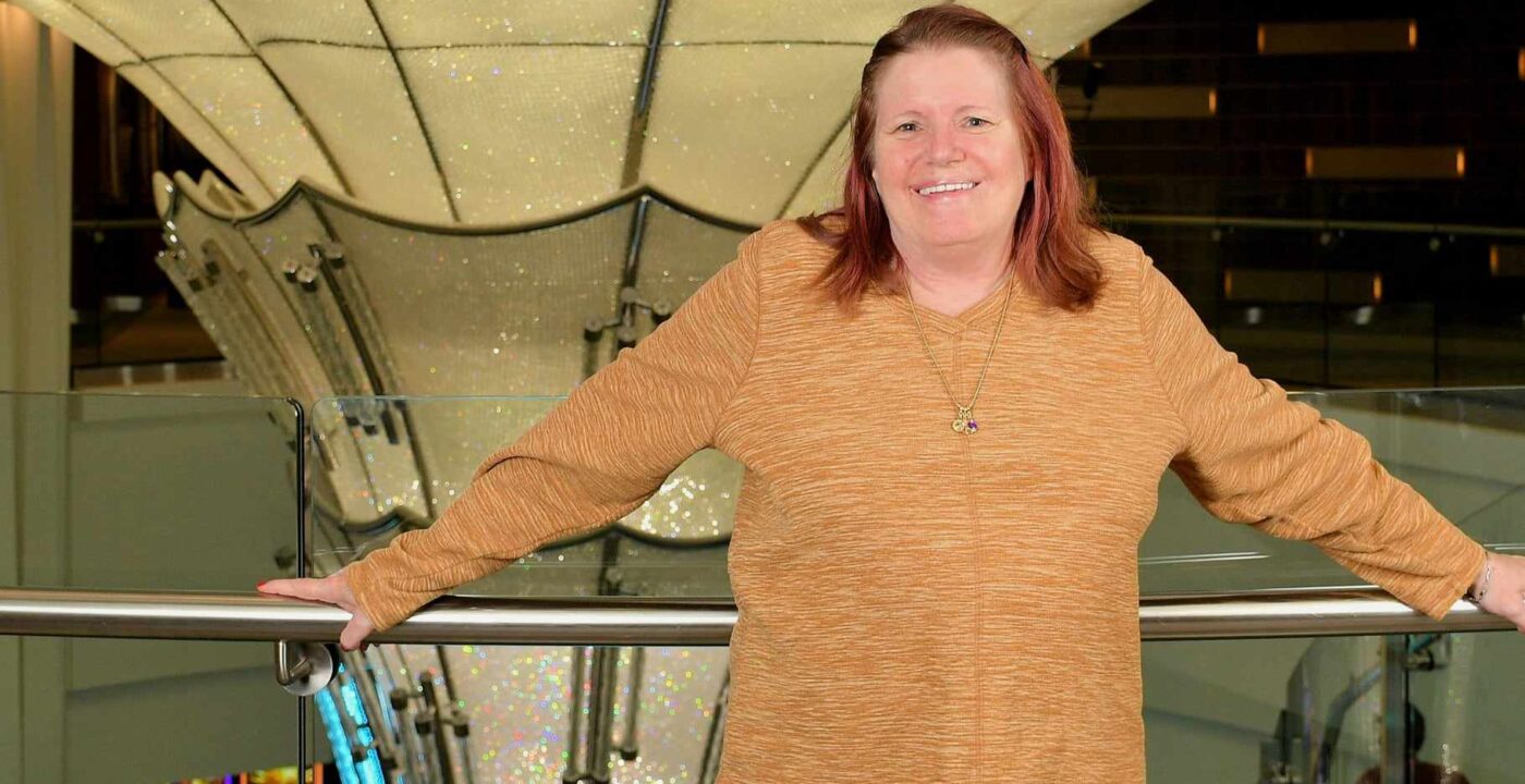 Woman smiles for camera