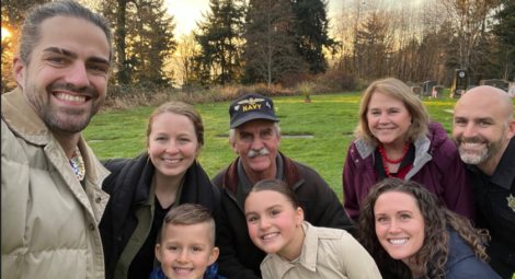 Group of family members at a gravesite