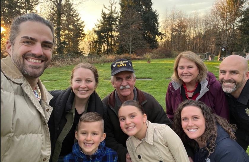 Group of family members at a gravesite