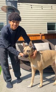 Boy with a dog.