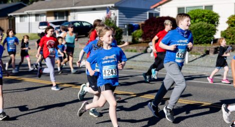 Kids running on street