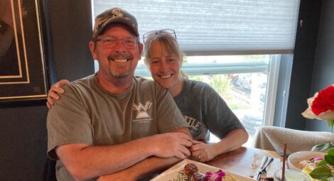 Man and woman at restaurant table