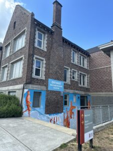 outside view of building, The Bryant Neighborhood Center is located at the historic Trinity Presbyterian Church in Tacoma.> 