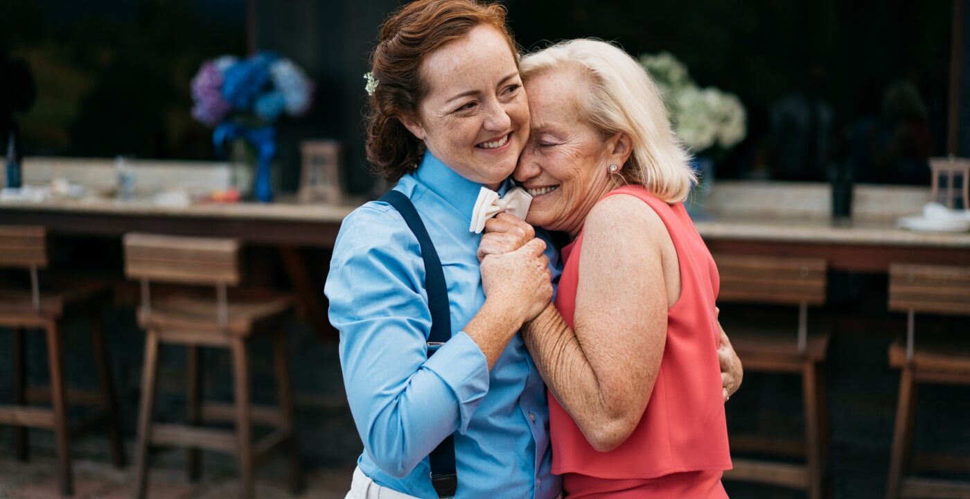 Woman hugs her mother