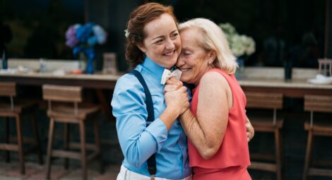 Woman hugs her mother