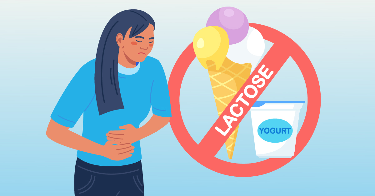 Illustration of woman holding stomach in pain