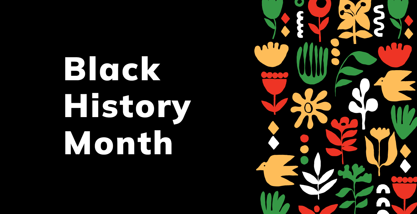 illustration with flowers and title Black History Month