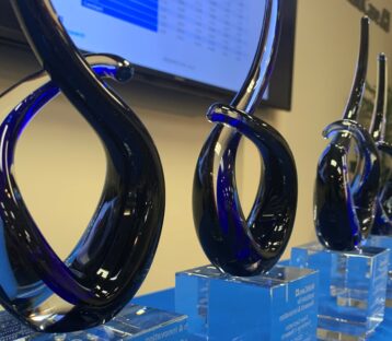 Research Day award trophies