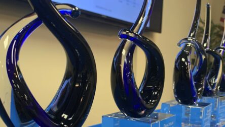 Research Day award trophies