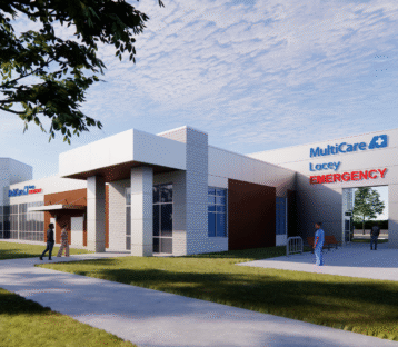 Renderings of the neighborhood emergency department in Lacey, Washington.