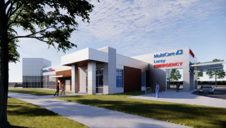 Renderings of the neighborhood emergency department in Lacey, Washington.