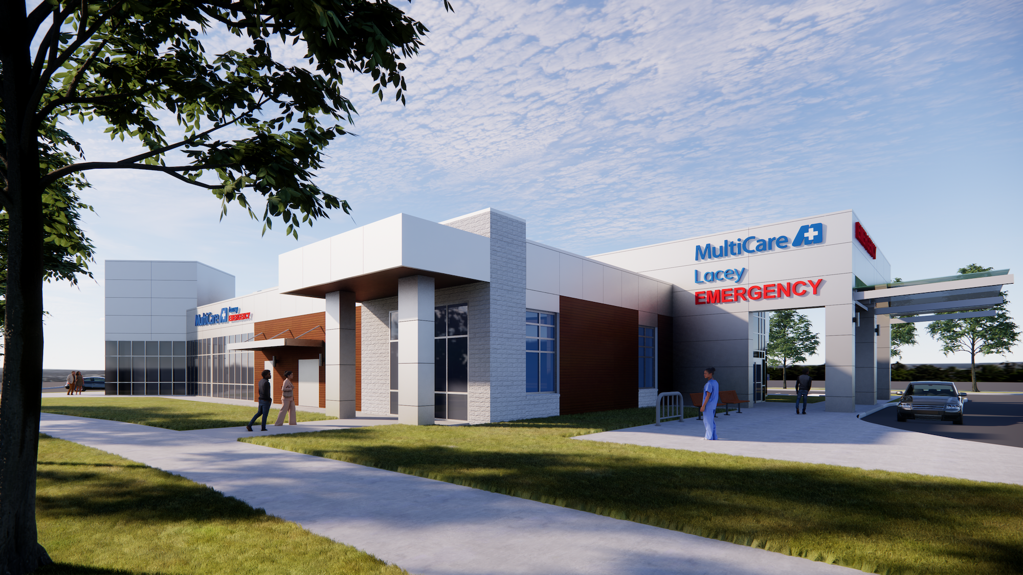 Renderings of the neighborhood emergency department in Lacey, Washington.