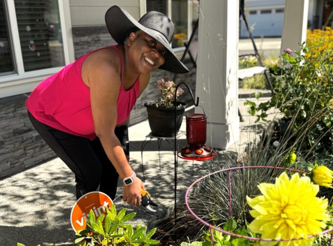 Woman gardening.