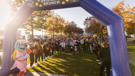 Runners wait at the starting line for Bridge to Brunch 5K in Fall 2024
