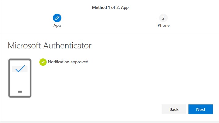 A web browser confirmation display showing a green check and the message "Notification approved."