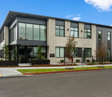 Exterior of medical office building for Mary Bridge Children's Therapy Center. Will Good with J2G Creative