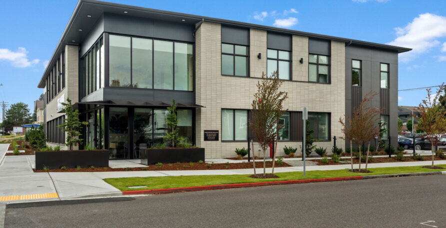 Exterior of medical office building for Mary Bridge Children's Therapy Center. Will Good with J2G Creative